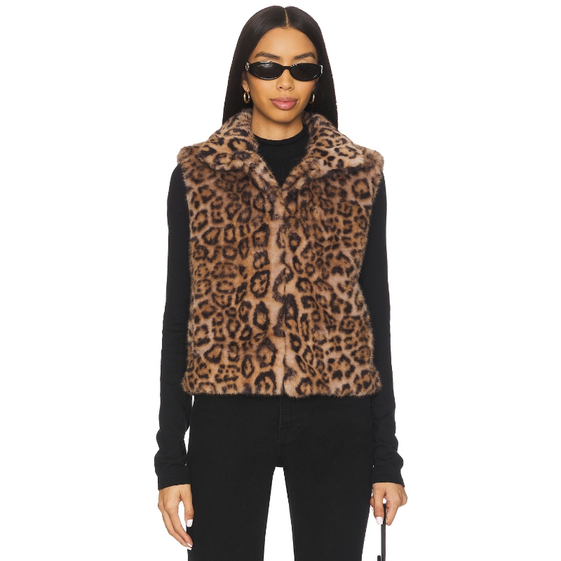 Adrienne Landau PRINTED RABBIT 背心 棕色运动复古风REVOLVE小