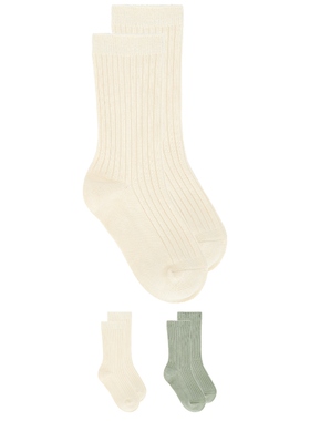 QUINCY MAE Kids Socks Set Neutral,SageREVOLVE小众新款