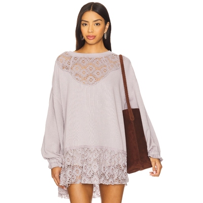 Free People运动衫紫色蕾丝饰边运动风卫衣REVOLVE新款