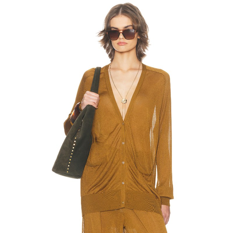 [春季新品]Helsa 轻薄针织开衫复古罩衫橄榄绿REVOLVE春季