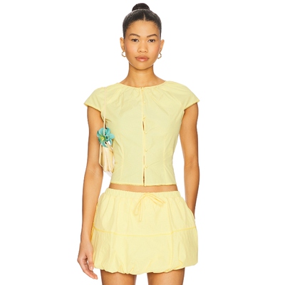 [春季新品]Amanda Uprichard PINTO 上衣黄色REVOLVE小众新款