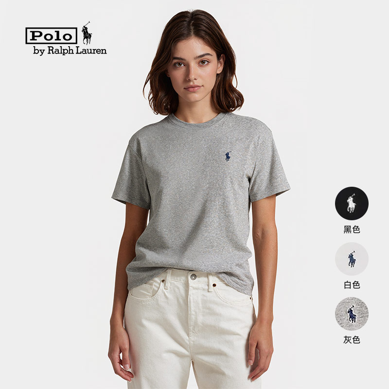 Polo Ralph Lauren 拉夫劳伦T恤圆领短袖黑色基础款小马标REVOLVE