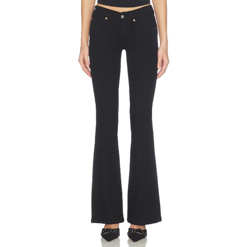 Dr. Denim黑色裤装纽扣牛仔复古风秋冬新品高腰牛仔裤REVOLVE