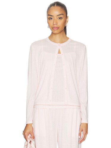 Barefoot Dreams POINTELLE RIB CARDIGAN WITH SCALLOP TRIM 开