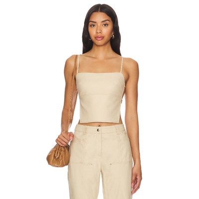 Camila Coelho ROUSSEAU 上装 米色 y2k辣妹风REVOLVE