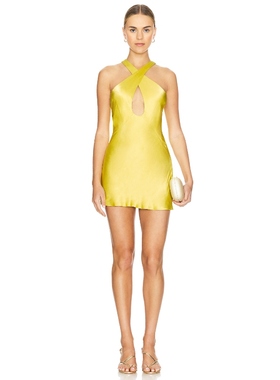 Shona Joy Sofia Cross Front Cut Out Mini Dress 黄色 y2k辣妹R
