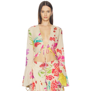 Esteban Pink FLORES Cream y2k辣妹风REVOLVE小众新 上装 Donde