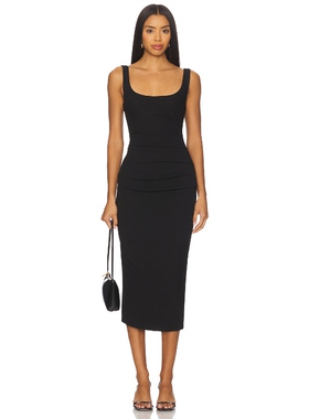 [春季新品]ALL THE WAYS ALLISON 干练风黑色方领连衣裙REVOLVE