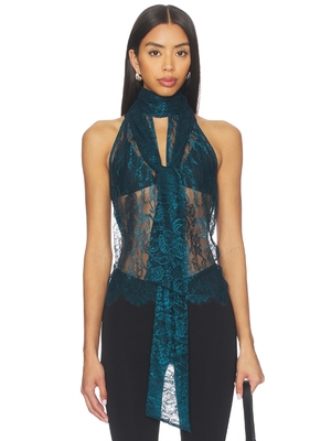 L'AGENCE Reece Tie Neck Sleeveless Blouse revolve小众新款 青