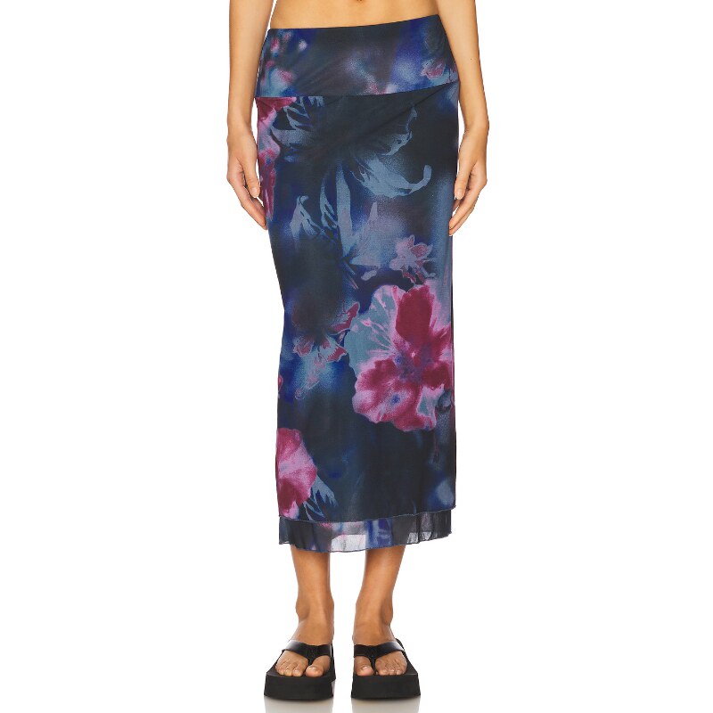 【海外直邮】Free People SUNSET 网布超长半身裙 蓝色REVOLVE小