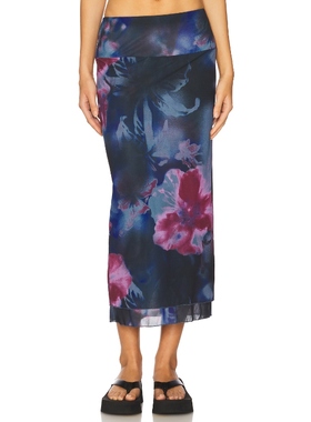 【海外直邮】Free People SUNSET 网布超长半身裙 蓝色REVOLVE小