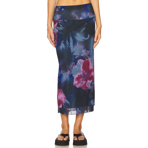 【海外直邮】Free People SUNSET 网布超长半身裙 蓝色REVOLVE小