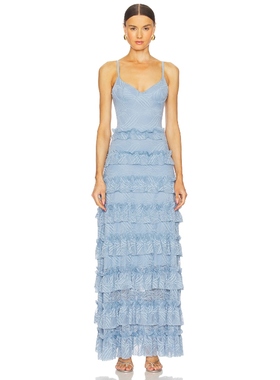 [冬季新品]OW Collection MARINA 长裙 蓝色礼服裙REVOLVE小众