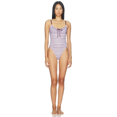 Good American PLAID DRAWSTRING 一件式泳衣 Baby Blue y2k辣妹R
