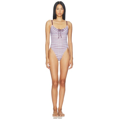 Good American PLAID DRAWSTRING 一件式泳衣 浅revolve小众新款