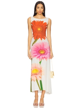 [冬季新品]Tyler McGillivary GERBERA中长款连衣裙象牙白REVOLVE