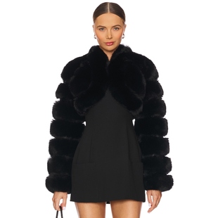FOX FUR 短款 Adrienne 黑色REVOLVE小众新款 FAUX 夹克 Landau