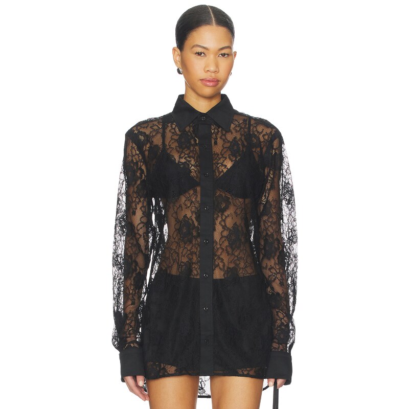 fleur du mal Juliet Lace Button Down 黑色REVOLVE小众新款