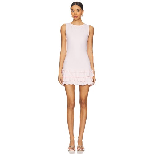 LIONESS 褶饰连衣裙粉红胭脂REVOLVE小众新款荷叶饰边