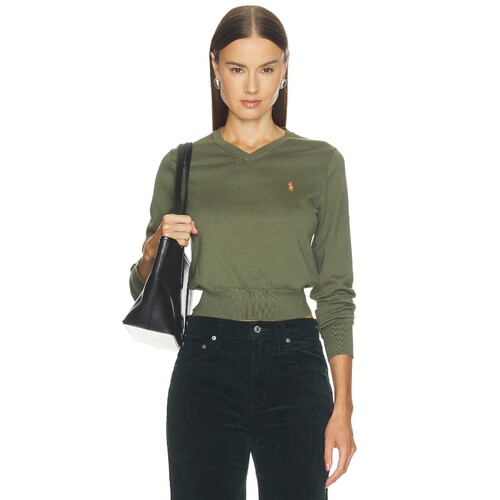 Polo Ralph Lauren军绿色上衣通勤风秋冬新品长袖毛衣REVOLVE