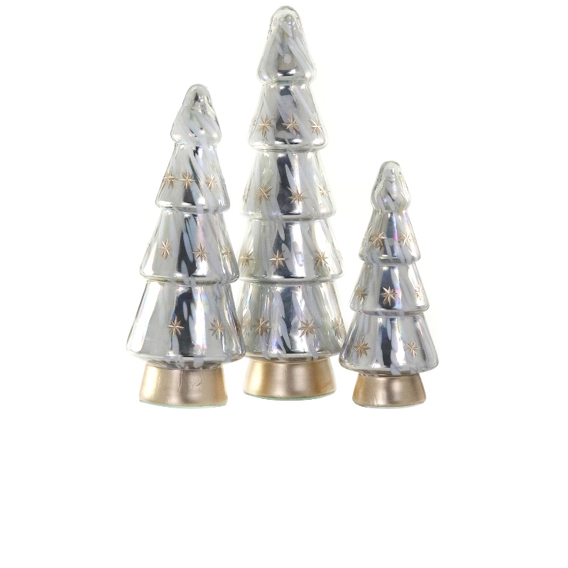 Cody Foster & Co Midnight Snowfall Tree Set Of 3 金属银色REV