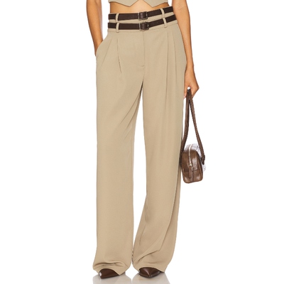 [春季新品]Camila Coelho JILA 长裤Beige,Tan 美式休闲风REVOLVE