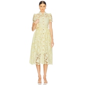 portrait Dress Lace self Collared Midi 黄色REVOLVE小众新款