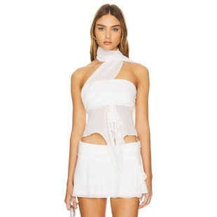 GUIZIO CHIFFON WRAP AROUND 上装 白色REVOLVE小众新款
