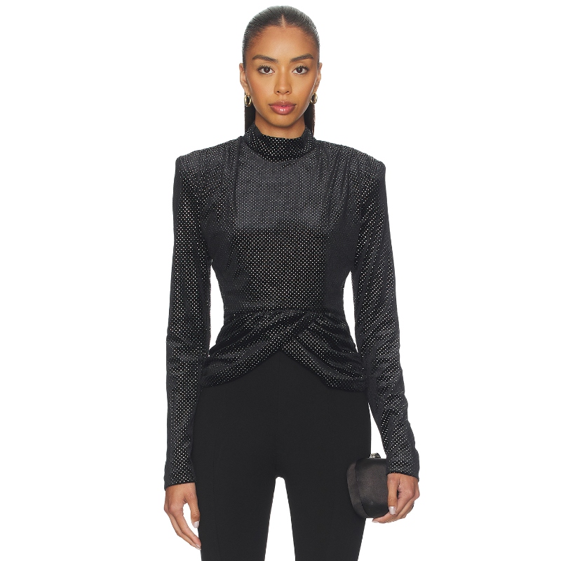 ROTATE Velvet Draped Top 黑色 y2k辣妹风小众新款