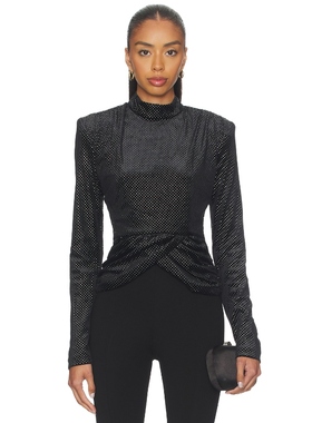 ROTATE Velvet Draped Top 黑色 y2k辣妹风REVOLVE小众新款