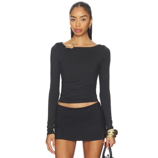 y2k辣妹风REVOLVE小众新款 SNDYS 黑色 船领上衣 ASHLEY