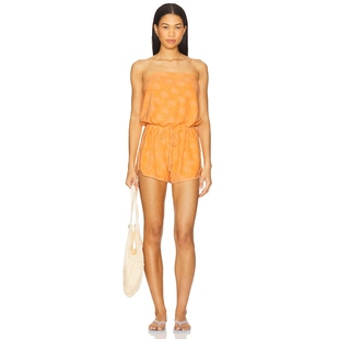 REVOLVE新款 Bobi 橙色设计感休闲度假短裤 抹胸连体裤 辣妹风无袖