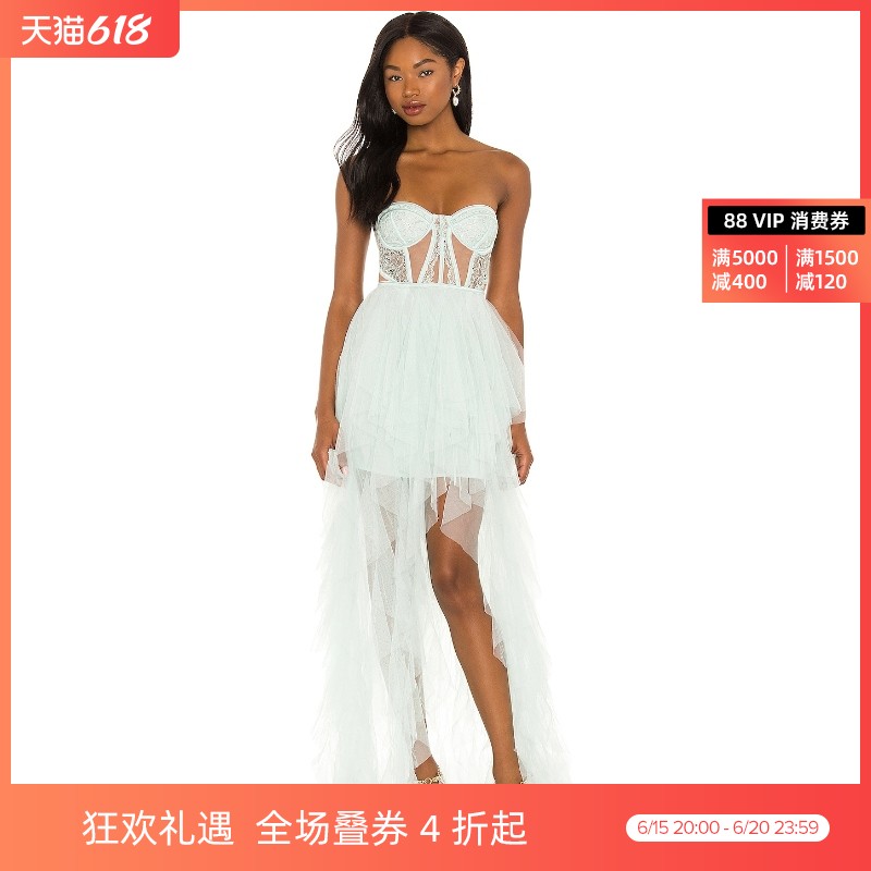 For Love & Lemons轻婚纱蕾丝连衣裙礼服裙抹胸revolve时尚小众