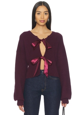 MORE TO COME 针织开衫紫色系带毛衣上装外套REVOLVE小众新款