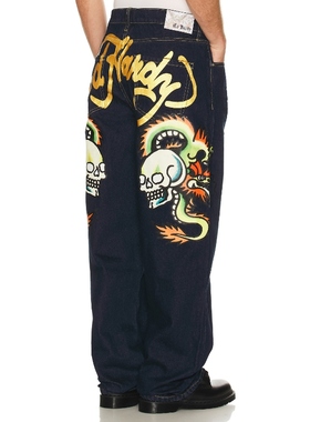 Ed Hardy Dragons Selvage Baggy Denim Pants 蓝色REVOLVE小众新