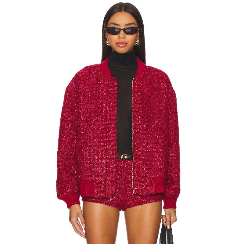 Amanda Uprichard VERO 飞行员夹克 红色 运动复古风REVOLVE小众