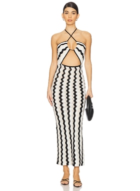 Capittana 挂脖露背性感连衣裙女夏条纹修身长裙REVOLVE