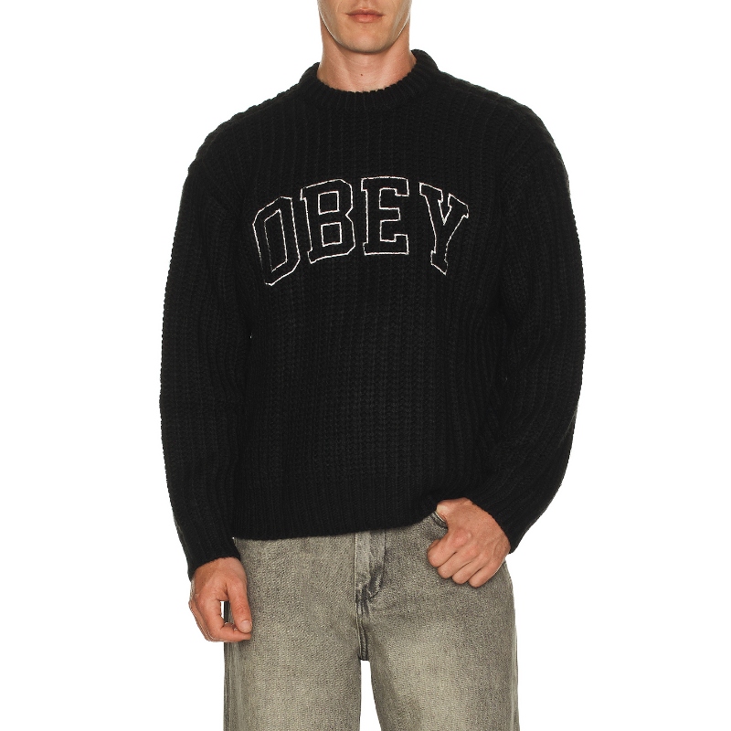 Obey COLLEGIATE 毛衣 黑色REVOLVE小众新款