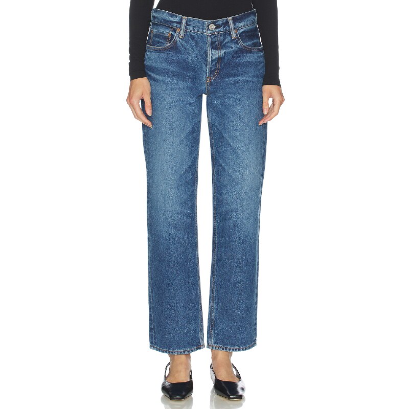 Moussy Vintage蓝色裤装纽扣牛仔通勤风早秋新品牛仔裤REVOLVE