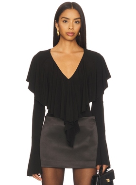 MORE TO COME ELLEN V领上装 黑色 y2k辣妹风REVOLVE小众新款