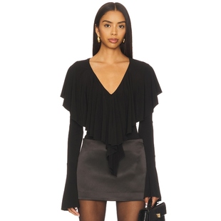 ELLEN COME V领上装 黑色 MORE y2k辣妹风REVOLVE小众新款