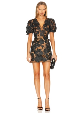 ELLIATT ROSALIND 黑色薄纱性感连衣裙女夏短裙REVOLVE小众新款