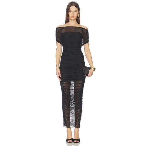 SEROYA NOEL 网布中长连衣裙 黑色REVOLVE小众新款