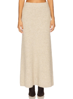 4th & Reckless 长款针织半身裙米色高腰修身显瘦REVOLVE小众新款