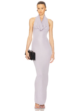 Helsa 挂脖露背性感针织连衣裙静奢风老钱风一字肩修身裙REVOLVE