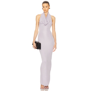 Helsa 挂脖露背性感针织连衣裙静奢风老钱风一字肩修身裙REVOLVE