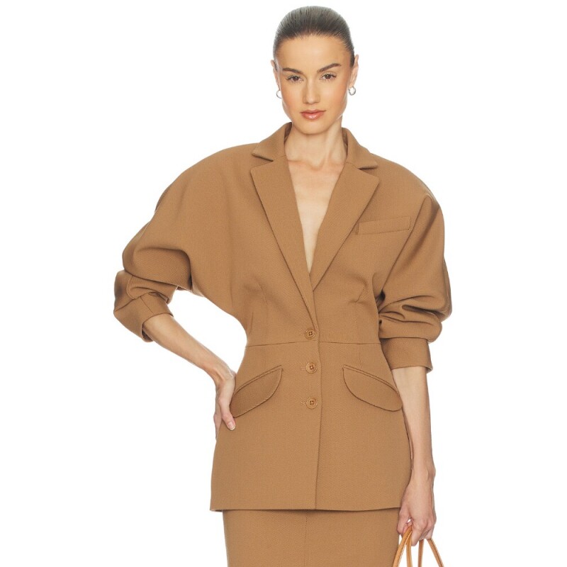 Helsa 一片式袖廓形焦糖色西装外套26SS早秋新品 REVOLVE