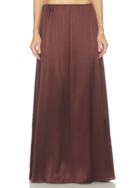 Helsa 半身裙 巧克力色静奢风老钱风长裙REVOLVE小众新款