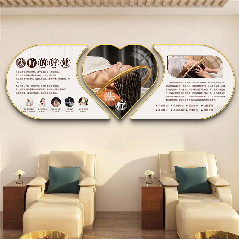 头疗图片宣传画 画头疗店广告海报装饰画 画养生馆墙面挂画 画背