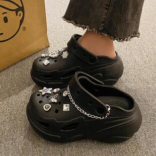 洞洞鞋女厚底夏季外穿新款时尚增高防滑不臭脚eva8cm包头沙滩凉鞋